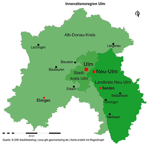 Gebietskarte Innovationsregion Ulm