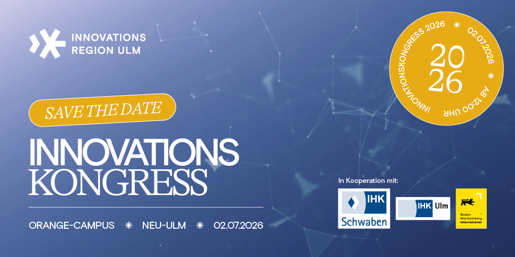 Save the date Plakat für den Innovationskongress 2026 der Innovationsregion Ulm